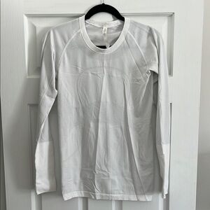 White Long Sleeve Swiftly Tech Athletic Top